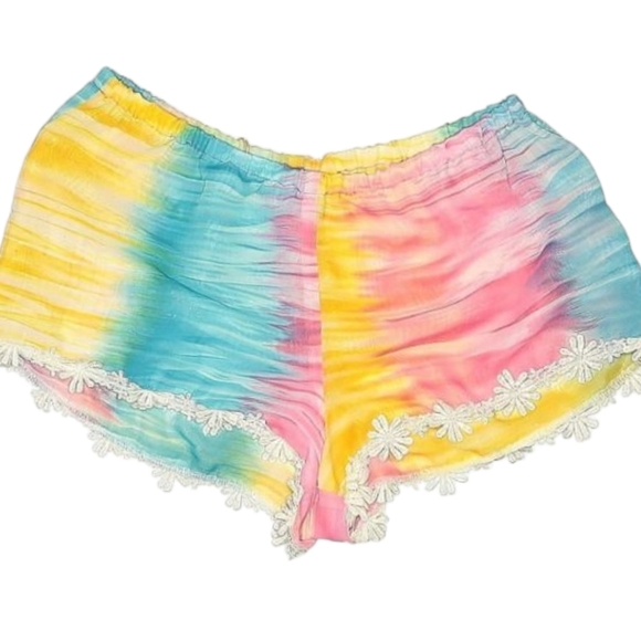 New with Tags! Show Me Your MUMU Lace Trim Cotton Tie Dye Shorts SZ Medium - Picture 2 of 4